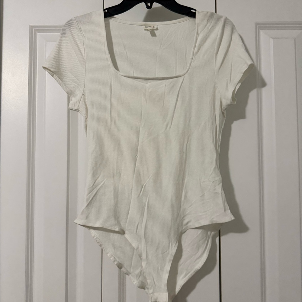 SELF🧡E Women's White Ribbed Bodysuit